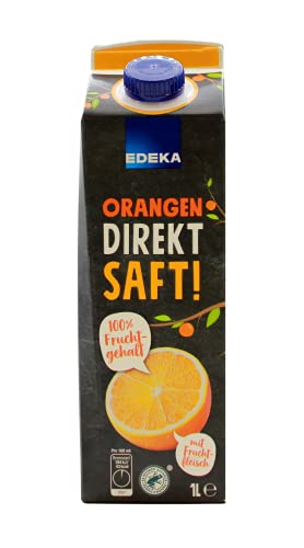 EDEKA Orange Direktsaft mit Fruchtfleisch, 8er Pack (8 x 1 l) von Edeka