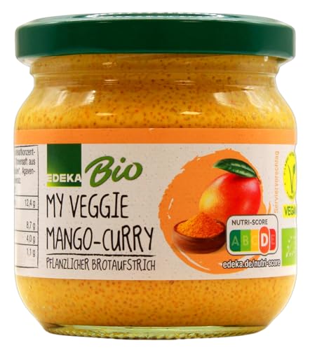 Edeka Bio my veggie Mango-Curry Pflanzlicher Brotaufstrich, 12er Pack (12 x 180g) von Edeka