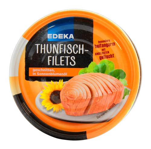 Edeka Thunfisch Filets geschnitten in Sonnenblumenöl, 6er Pack (6 x 185g) von Edeka