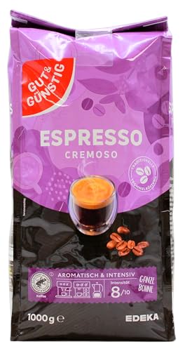 Gut & Günstig Espresso Cremoso ganze Bohnen, 4er Pack (4 x 1 kg) von Edeka