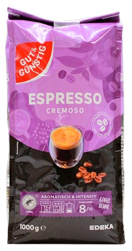 Gut & Günstig Espresso Cremoso ganze Bohnen, 8er Pack (8 x 1 kg) von Edeka