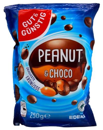 Gut & Günstig Peanut und Choco dragierte Erdnüsse, 12er Pack (12 x 250g) von Edeka