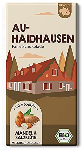 Au-Haidhausen Mandel und Salz Schokolade/Fair Trade & Bio von Edelmond Chocolatier 1 Tafel von Edelmond