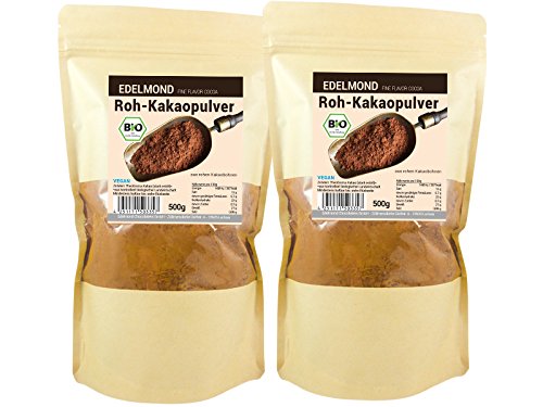 Bio Rohkost Kakaopulver von Edelmond. Cadmium analysiert. Als Rohkost oder Smoothie Cacao. AAA Chocolatiers Qualität (1000GR) von Edelmond