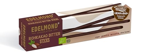 Edelmond Schoko-Sticks 99% Schokolade. Bio Plastikfrei, ohne Zucker, extra herb. Bitteres Schokoladen Geschenk. Handgezogen von Edelmond