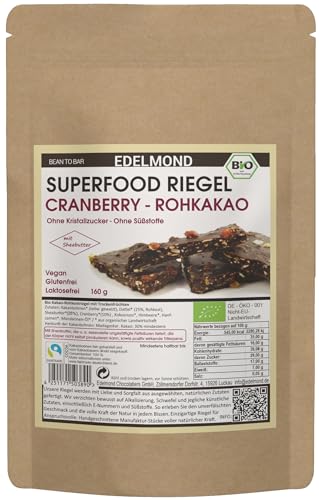 Edelmond Superfood Müsli Riegel Cranberry-Rohkakao mit Sheabutter. (160g) von Edelmond