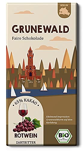 GRUNEWALD Cabernet Sauvingnon in Edelkakao / Fair Trade & Bio-Schokolade mit Rotwein / Typ: Berliner Stadtteil 1 Tafel, 75g) von Edelmond