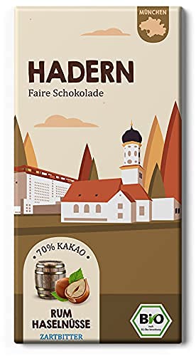 Hadern Rum Haselnüsse Schokolade/Fair Trade Bio Tafel/Bayern - München online Geschenk von Edelmond