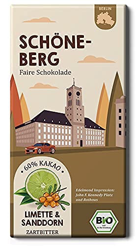 SCHÖNEBERG Fairtrade-Kakao Schokolade / Limette und Sanddorn Bio / Stadtteil Berlin Edelmond (1 Tafel, 75g) von Edelmond