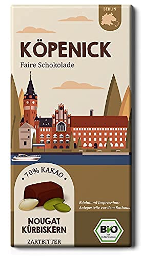 KÖPENICK Nougat und Kürbiskerne/Fair Trade Stadt Schokolade/Bio Tafel Vegan (1 Tafel, 80g) von Edelmond