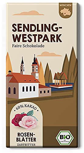 Sendling Westpark Schokolade/Fair Trade Bio München Tafel mit Rosenöl/Von Edelmond 1 Tafel 75g von Edelmond