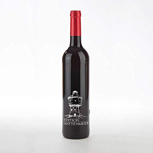 Edition Wattenmeer, Motiv: Wasserturm Langeoog, Garnacha aus Spanien in Gravur-Flasche, INKLUSIVE geschmackvoller Geschenkverpackung. von Edition Wattenmeer