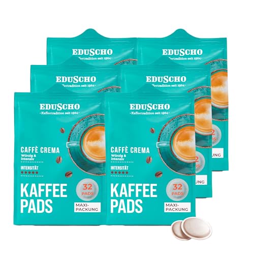 Eduscho Kaffeepads Vorratspack Maxi Packung, Caffè Crema, 192 Pads – 6 x 32 Pads, würzig, intensiv, für alle Pad Maschinen, industriell kompostierbar von Eduscho