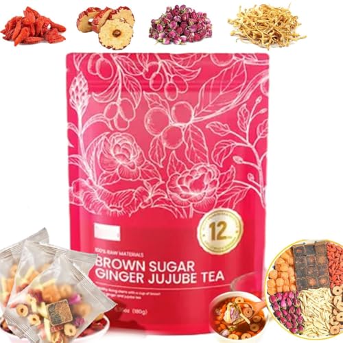 Chinese Brown Sugar Ginger Tea,Instant Black Sugar Ginger Jujube Tea Cubes with Red Ginseng Black Sugar Ginger Tea,Longan Red Date Brown Sugar Ginger Tea,Warms, Soothes & Aids Digestion (1) von Eeiiey