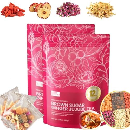 Chinese Brown Sugar Ginger Tea,Instant Black Sugar Ginger Jujube Tea Cubes with Red Ginseng Black Sugar Ginger Tea,Longan Red Date Brown Sugar Ginger Tea,Warms, Soothes & Aids Digestion (2) von Eeiiey