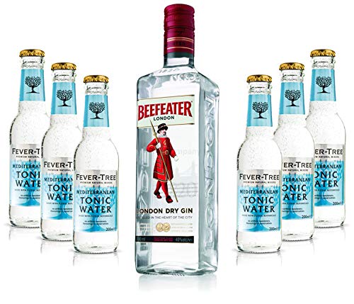 Gin Tonic Set - Beefeater Dry Gin 0,7l 700ml (47% Vol) + 6x Fever Tree Elderflower Tonic Water 200ml - Inkl. Pfand MEHRWEG von Efe-Efe