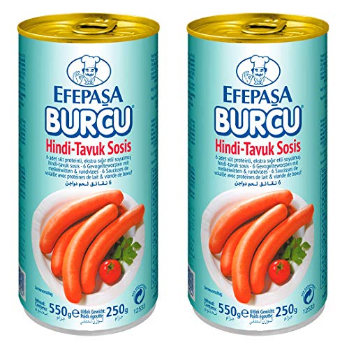 Efepasa Burcu Geflügel Würstchen in Eigenhaut mit Milcheiweiß und Rindfleischanteil| 2x550GR von Efepasa