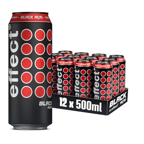 effect® BLACK AÇAÍ Energy Drink - 12 x 0,5l Dose - Erfrischungsgetränk mit Açaí-Geschmack - Energieschub im 12er Einweg Dosen-Tray von Effect