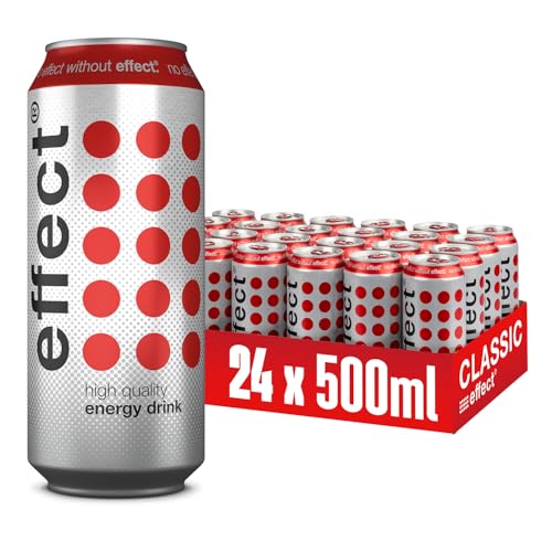 effect Energy Drink CLASSIC – Tray mit 24 x 500 ml Energy Dosen Einweg, Koffeinhaltiges Erfrischungsgetränk mit B-Vitaminen – einzigartiger & erfrischender Geschmack, vegan von Effect