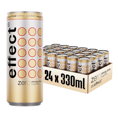 effect Energy Drink ZERO SUGAR – Tray mit 24 x 330 ml Energy Dosen Einweg, Koffeinhaltiges Erfrischungsgetränk ohne Zucker mit B-Vitaminen – einzigartiger & erfrischender Geschmack, vegan von Effect