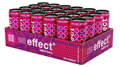 effect Energy Drink HABIBI BERRY – Tray mit 24 x 330 ml Energy Dosen Einweg, Koffeinhaltiges Erfrischungsgetränk mit B-Vitaminen – fruchtig & frischer Beeren-Mix Geschmack, vegan von Effect