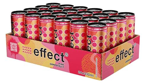 effect Energy Drink PINK GRAPEFRUIT – Tray mit 24 x 330 ml Energy Dosen Einweg, Koffeinhaltiges Erfrischungsgetränk mit B-Vitaminen – spritzig fruchtiger Grapefruit Geschmack, vegan von Effect