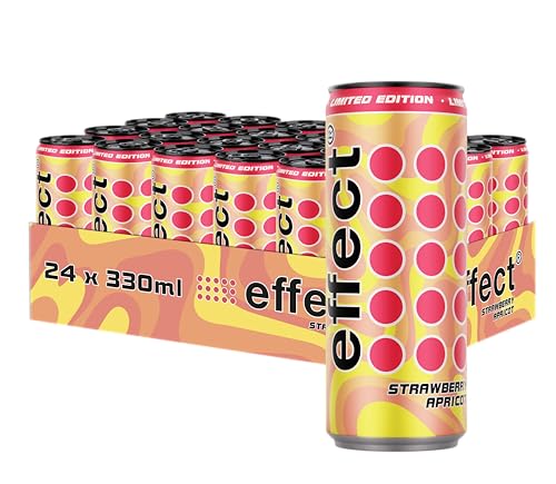 effect® STRAWBERRY APRICOT Energy Drink - 24 x 0,33l Dose - Erfrischungsgetränk mit Erdbeer-Aprikosen-Geschmack - Energieschub im 24er Einweg Dosen-Tray von Effect