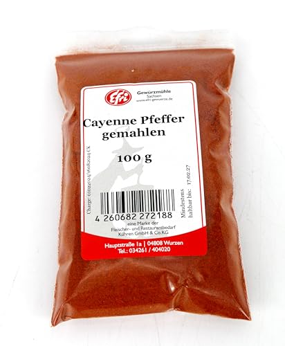 Efri Cayenne Pfeffer gemahlen – 100% reines Cayennepulver – Scharfes Gewürz für pikante Gerichte – Ideal für Chili, Saucen & Marinaden (100g) von Efri