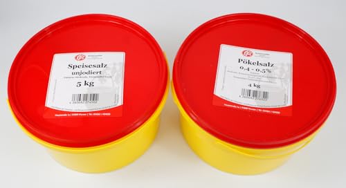 Efri.de - 9 kg Salz Set aus 4kg Nitritpökelsalz 0,4-0,5% und 5 kg Speisesalz, Siedesalz unjodiert im Eimer von Efri