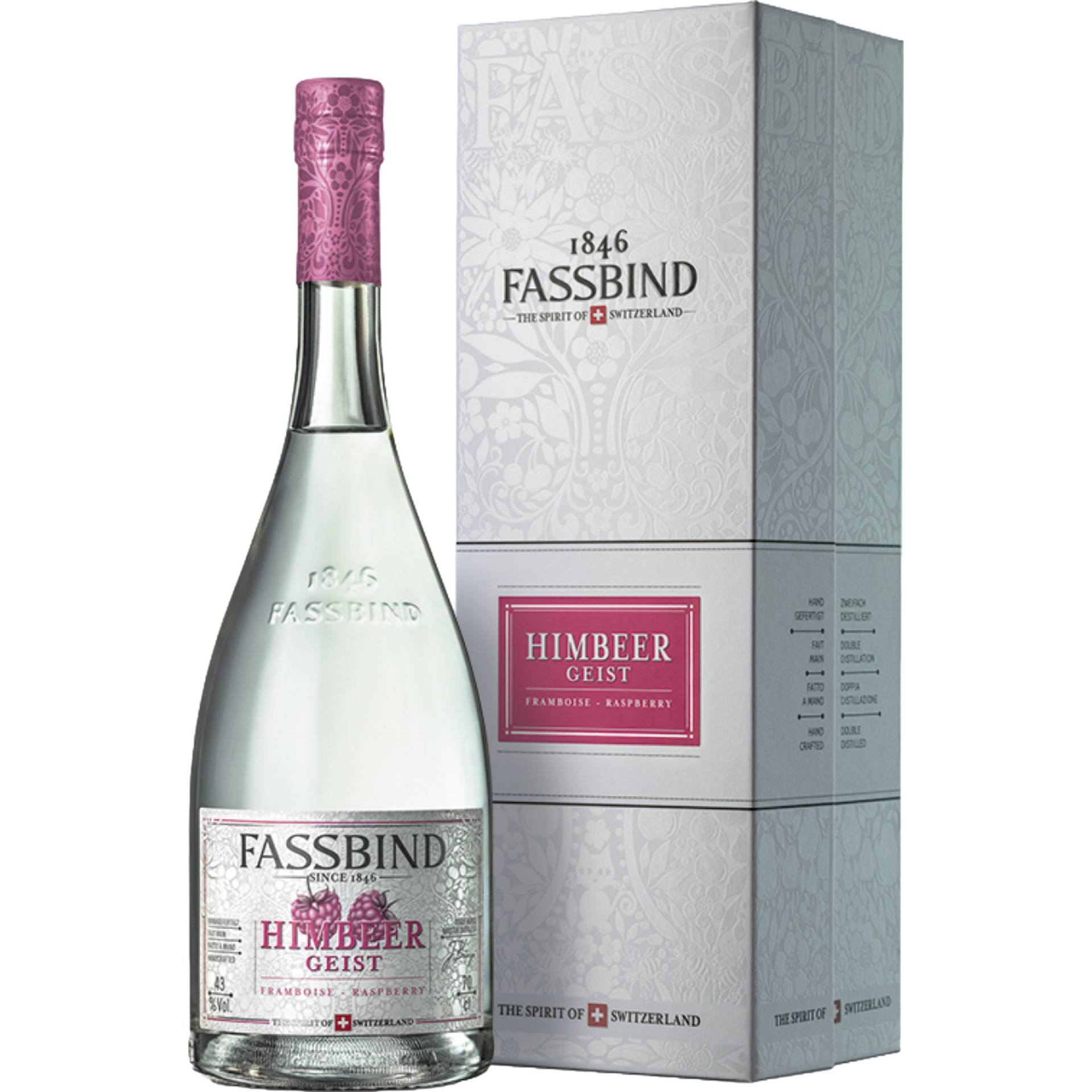 Fassbind Les Eaux de Vie Himbeergeist, Schweiz, 0,7 L, 43% Vol., Spirituosen von Eggers & Franke Holding GmbH, Konsul-Smidt-Str. 8J, D-28217 Bremen