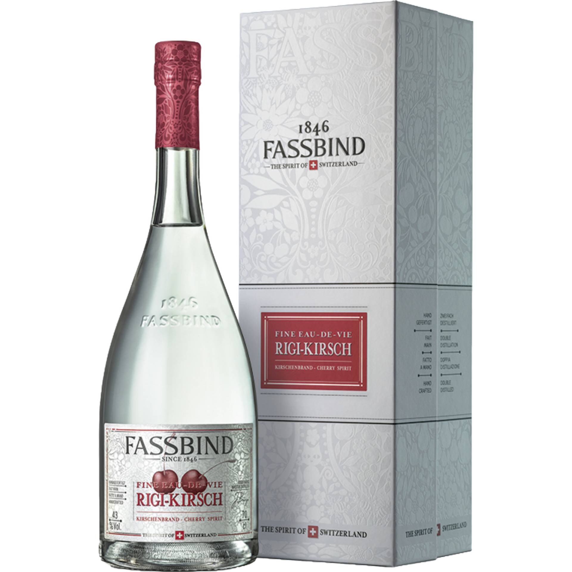 Fassbind Les Eaux de Vie Rigi-Kirsch Brand, Schweiz, 0,7 L, 43% Vol., Spirituosen von Eggers & Franke Holding GmbH, Konsul-Smidt-Str. 8J, D-28217 Bremen