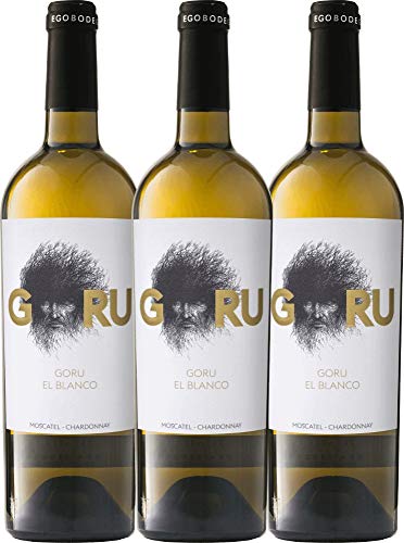 VINELLO 3er Weinpaket Weißwein - Goru El Blanco Jumilla DO 2021 - Ego Bodegas mit einem VINELLO.weinausgießer | 3 x 0,75 Liter von Ego Bodegas