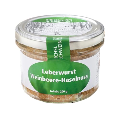 Eichelschwein | Leberwurst vom Eichelschwein | verfeinert mit Weinbeeren, Haselnüssen und Traubensaft | 200g Glas von Eichelschwein