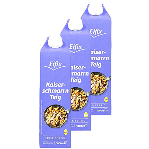 Eifix - 3er Pack Frischer Kaiserschmarrn-Teig luftig und locker (pfannenfertig fix & fertig in 1000 ml Packung) - Eipro Süßspeise ohne Konservierungsstoffe und Geschmacksverstärker von Eifix