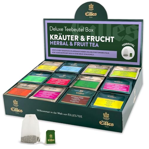 KRÄUTER & FRUCHT Mischbox | Premium Sorten von EILLES TEE | mit 12 Sorten unterschiedliche Teebeutel | 5-Sterne Sortiment mit insgesamt 96 Teeportionen von Eilles