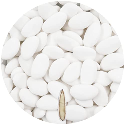 EinsSein 0,5kg Avola Exclusiva weiss matt Mandeln Hochzeit Zuckermandeln Bonboniere Confetti Badem sekeri Gastgeschenk Zucker Mandeln Taufmandeln Candy Bar Süssigkeiten Schokolinsen Dragees von EinsSein