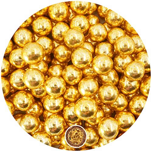 EinsSein 0,35kg Crispy Schokoperlen large gold glanz - ca 1,8 cm große Schokokugeln - Gastgeschenke Hochzeit Taufe Kommunion - Schokodragees Schokolinsen Hochzeitsmandeln Candy Bar Nikah Sekeri mini von EinsSein