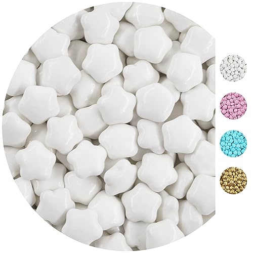 EinsSein 0,5kg Schokolinsen Sterne Schokosterne weiss glanz Schoko Schokodragees - Gastgeschenke Weihnachten Taufe Babyparty Hochzeit - Altervative für Hochzeitsmandeln - perfekt für Candy Bar von EinsSein