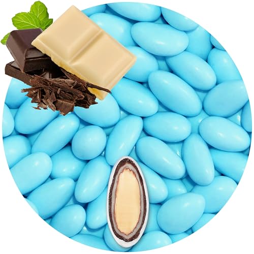 EinsSein 0,5kg Schokomandeln Double Schokolade hellblau matt Hochzeitsmandeln Mandeln Hochzeit Taufmandeln Gastgeschenke Zuckermandeln Bonboniere Confetti Badem sekeri Gastgeschenk Zucker Candy Bar von EinsSein