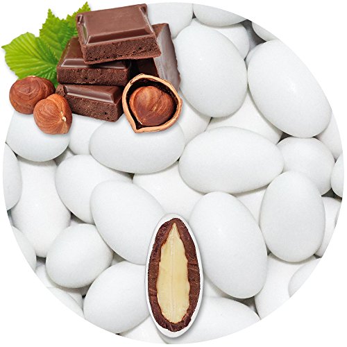 EinsSein 0,5kg Schokomandeln Nougat weiss matt Hochzeitsmandeln Mandeln Hochzeit Taufmandeln Gastgeschenke Zuckermandeln Bonboniere Confetti Badem sekeri Gastgeschenk Zucker Candy Bar Süssigkeiten von EinsSein