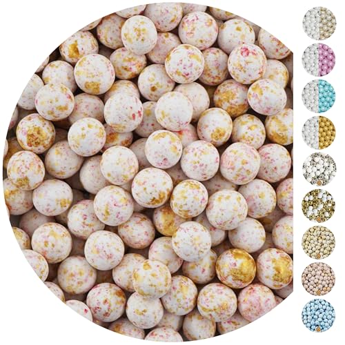 EinsSein 0,7kg Crispy Schokoperlen Mix large weiss-rosa-gold splashed | Gastgeschenke Hochzeit, Taufe, Kommunion, Konfirmation Weihnachten perfekt für Reagenzgläser | Alternative für Schokolinsen, von EinsSein