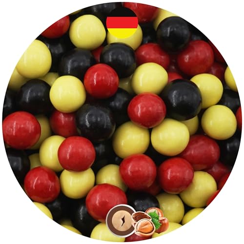 EinsSein 0,7kg Schokobälle Mix Deutschland schwarz-rot-gelb glanz Schokokugeln Bälle Schoko| EM 2024 Süßigkeiten Fußball Kindergeburtstag, Party| essbare Deko Fanartikel für die Fußball EM in der von EinsSein