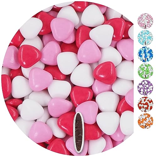 EinsSein 1kg Schokoherzen Dragees Mix medium weiss-rosa-pink glanz Herz Schokodragees Gastgeschenke Hochzeit Schokolinsen Hochzeitsmandeln Candy Bar Süssigkeiten Nikah Sekeri mini Herzdragees Schoko von EinsSein