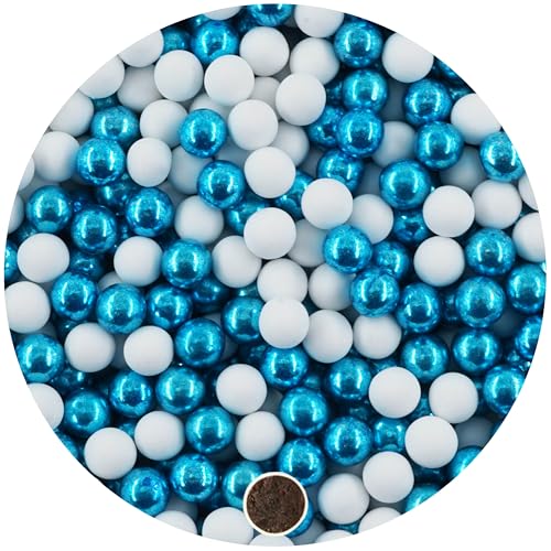 EinsSein 1kg Schokokugeln Mix mini weiss-blau metallic 1 cm | Gastgeschenke Hochzeit, Taufe, Kommunion, Konfirmation perfekt für Reagenzgläser | Alternative für Schokolinsen, Hochzeitsmandeln, von EinsSein