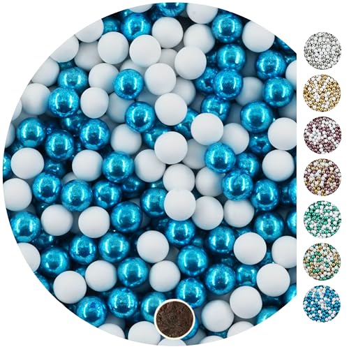 EinsSein 1kg Schokokugeln Mix mini weiss-blau metallic 1 cm | Gastgeschenke Hochzeit, Taufe, Kommunion, Weihnachten perfekt für Reagenzgläser | Alternative für Schokolinsen, Hochzeitsmandeln von EinsSein