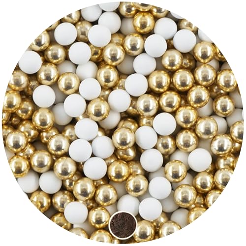 EinsSein 1kg Schokokugeln Mix mini weiss-gold metallic 1 cm | Gastgeschenke Hochzeit, Taufe, Kommunion, Konfirmation perfekt für Reagenzgläser | Alternative für Schokolinsen, Hochzeitsmandeln, von EinsSein