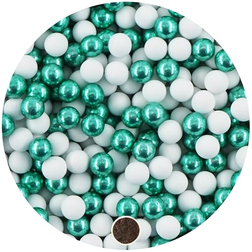 EinsSein 1kg Schokokugeln Mix mini weiss-grün metallic 1 cm | Gastgeschenke Hochzeit, Taufe, Kommunion, Weihnachten perfekt für Reagenzgläser | Alternative für Schokolinsen, Hochzeitsmandeln von EinsSein