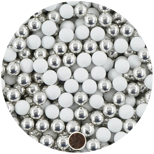 EinsSein 1kg Schokokugeln Mix mini weiss-silber metallic 1 cm | Gastgeschenke Hochzeit, Taufe, Kommunion, Konfirmation perfekt für Reagenzgläser | Alternative für Schokolinsen, Hochzeitsmandeln, von EinsSein