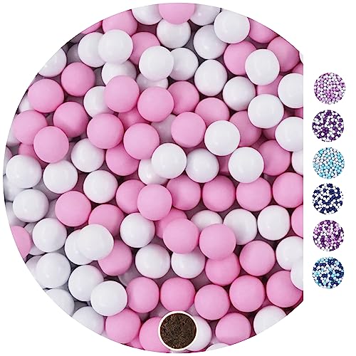 EinsSein 1kg Schokokugeln Mix small weiss-rosa ca. 1cm - Gastgeschenke Hochzeit, Taufe, Kommunion perfekt für Reagenzgläser - Alternative für Schokolinsen, Hochzeitsmandeln, Zuckermandeln, von EinsSein