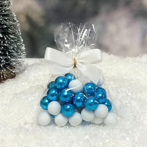 EinsSein 5 Stück kleine Gastgeschenke Weihnachten mit Schokokugeln weiss-blau | Geschenke Christmas Advent für Freundin, Mitarbeiter, Kunden, Lehrerin | Dankeschön Idee für Weihnachten von EinsSein